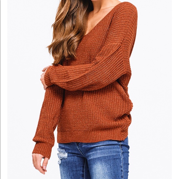 ARRIVEDV-Neck Twist Knotted Sweater Top! - Picture 2 of 6